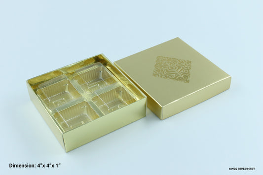 4 Cavity Golden Emboss Box Online for Chocolate