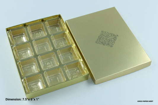 12 Cavity Golden Emboss Box Online for Chocolate