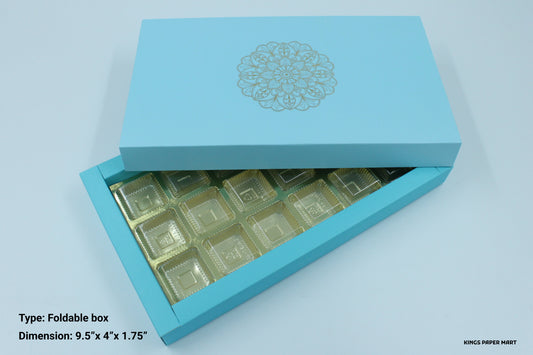 18 Cavity pastel Neon Feroza Blue Box for Chocolate