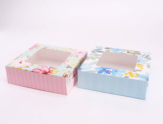 4 Brownie Printed Floral Striped Box for Cake