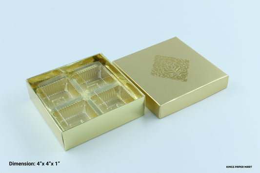 4 Cavity Golden Emboss Box (Pack of 10)